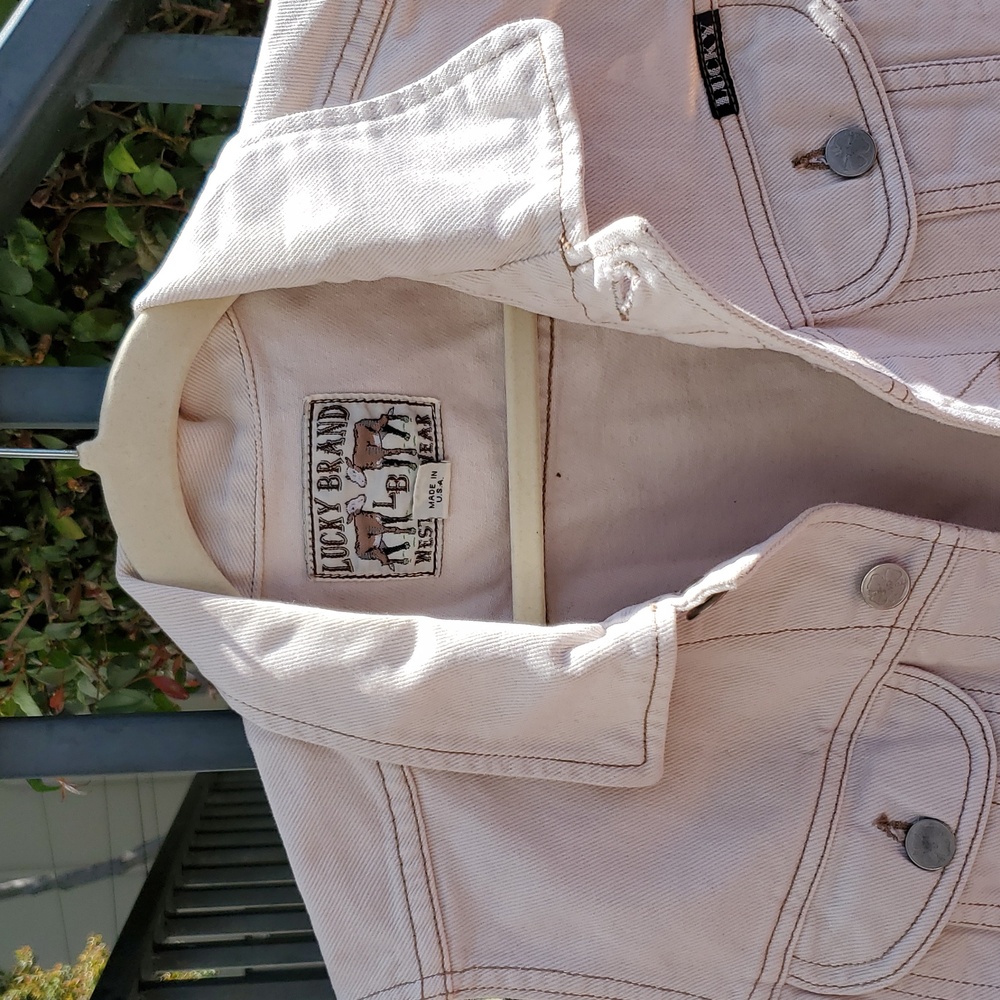 Vintage Lucky Brand Beige Denim Vest - Picture 2 of 4